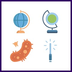 4 3d icon. Vector illustration 3d set. lightsaber and earth globe icons for 3d works