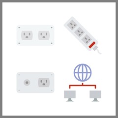 4 connect icon. Vector illustration connect set. socket and networking icons for connect works
