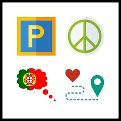 4 destination icon. Vector illustration destination set. maps and flags and route icons for destination works