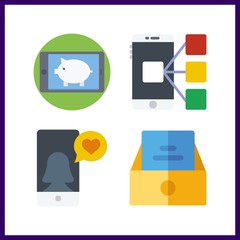 4 telephone icon. Vector illustration telephone set. inbox and smartphone icons for telephone works