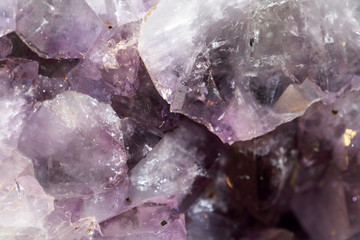 Purple amethyst crystals seen from very close