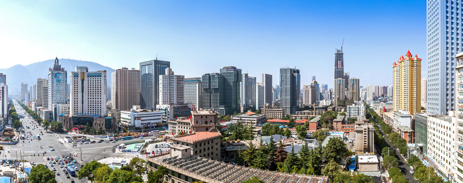 LANZHOU, CHINA - APRIL 2, 2016: The beginning of construction of a new modern skyscraper in Lanzhou city, Gansu province, China.