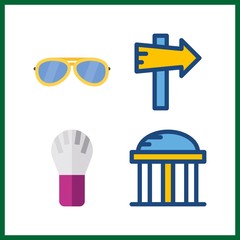 4 reflection icon. Vector illustration reflection set. temple and brush icons for reflection works