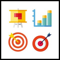 4 idea icon. Vector illustration idea set. plan and bar chart icons for idea works