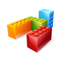 Obraz premium vector illustration of the colored blocks for the construction of children designer game