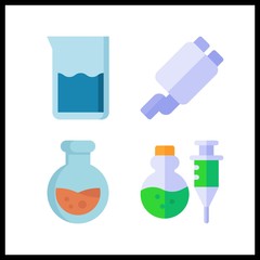 4 toxic icon. Vector illustration toxic set. exhaust pipe and flask icons for toxic works