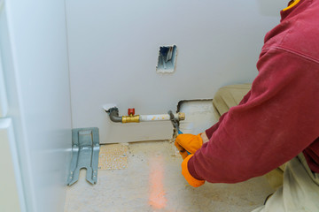 natural gas split appliance gas line to gas worktop near the hob