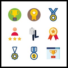 9 best icon. Vector illustration best set. customer and trophy icons for best works