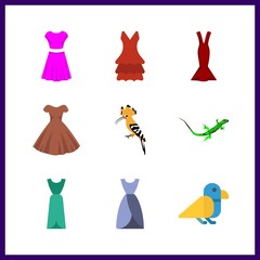 9 tail icon. Vector illustration tail set. dress and lizard icons for tail works