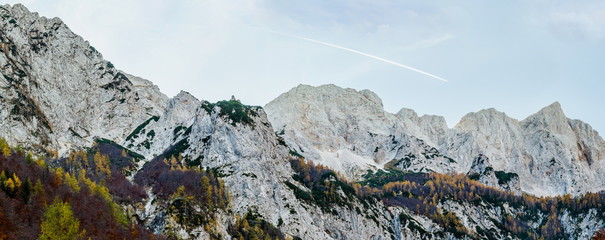 Mountains ridges, view from the dry river channel. Logarska Dolina, Slovenia. © cubrick