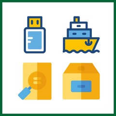 4 storage icon. Vector illustration storage set. file and box icons for storage works