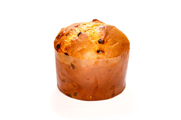Panettone, Christmas cake isolated on white, clipping path included