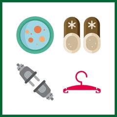 4 household icon. Vector illustration household set. unplugged and hanger icons for household works