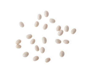 white beans on white background - obrazy, fototapety, plakaty