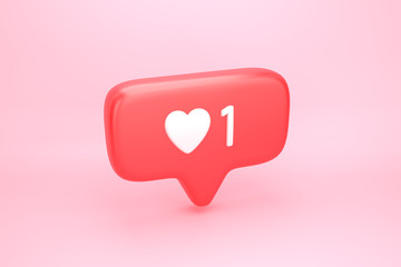 One like social media notification with heart icon