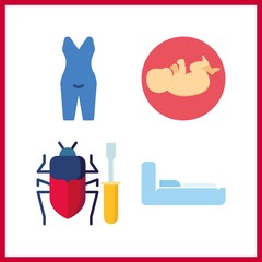 4 bed icon. Vector illustration bed set. bug and bunk icons for bed works