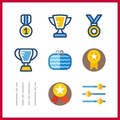 9 challenge icon. Vector illustration challenge set. trophy and step ladder icons for challenge works