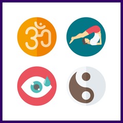 4 meditation icon. Vector illustration meditation set. yoga and visibility icons for meditation works