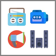 4 voice icon. Vector illustration voice set. megaphone and radio icons for voice works