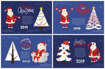 Decorated Abstract Spruces Holiday Greeting Vector