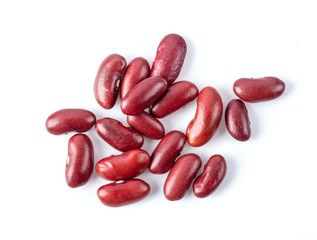 red beans isolated on white background. top view