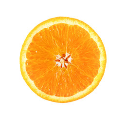 Orange slice isolated on white background. top view