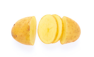 Potato isolated on white background. top view