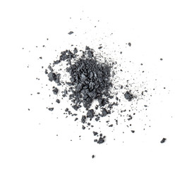 Activated charcoal powder isolated on white background.