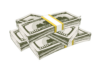  money - a few stacks of dollars