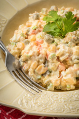 Traditional Russian vegetable salad.