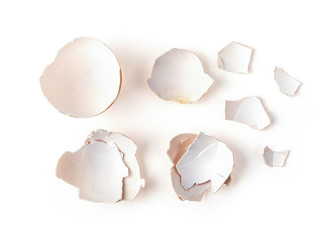 Egg shell isolated on white background. Top view