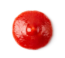 tomato sauce isolated on white background. top view