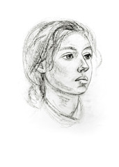 Portrait of a girl with a pencil