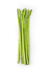 Asparagus isolated on white background. top view