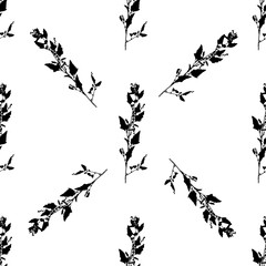 Leaves seamless pattern background. Template for a business card, banner, poster, notebook, invitation with modern hand drawn leaves