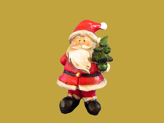 Weihnachtsmann mit Weihnachtsbaum in der nehmenden Hand, die gebende Hand auf dem Rücken , alle Jahre wieder, kommt Gott auf die Erde nieder, 2018 ganz bescheiden 