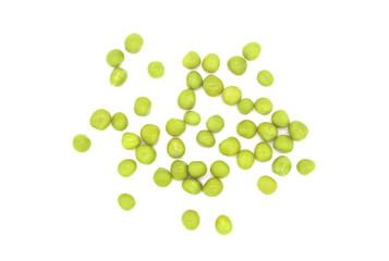 Green canned peas on a white background