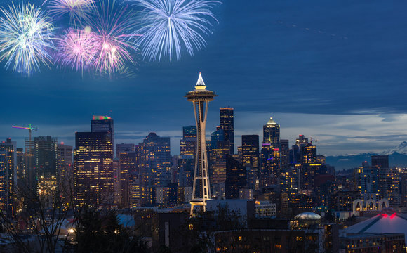 New years eve Fireworks Display at Seattle.