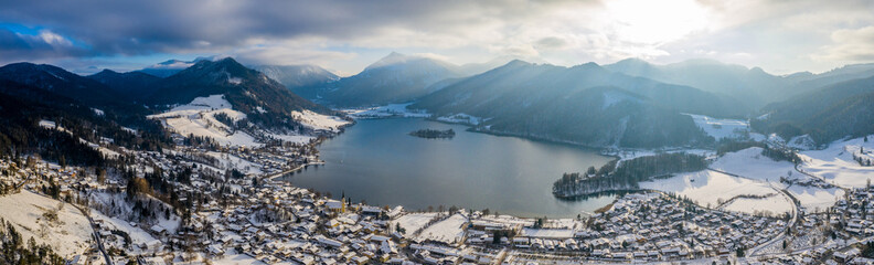 Aerial View Lake Schliersee Winter, Germany