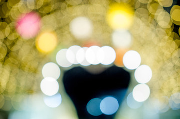 Colorful lights On New Year's Day, Bokeh circle lights, background image with copy space.
