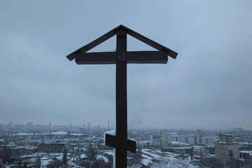 cross on a background of blue sky