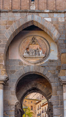 Puerta del Sol, a city gate of Toledo, Castile-La Mancha, Spain. Built in the late 14th century by the Knights Hospitaller.