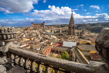 View of the old city center of Toledo, Castile-La Mancha, Spain