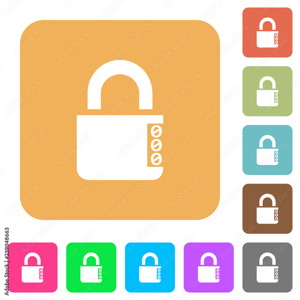 Poster locked combination lock with side numbers rounded square flat icons