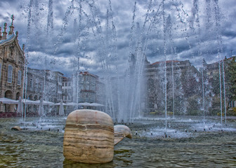 Stylized Fountain With Whale Sculpture, Braga, Portugal