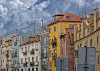 Fototapeta premium Colourful Apartment Row With Balconies, Lisbon, Portugal