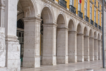 Columns Below the Arco do Triunfo, Lisbon, Portugal