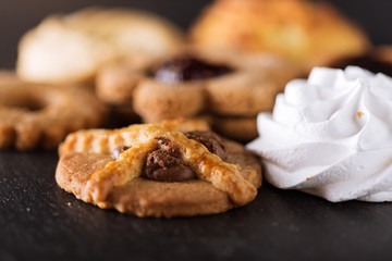 Cookies on a dark slate 