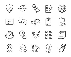 Fototapeta set of checkmark vector line icons, contains such as check, document and more obraz