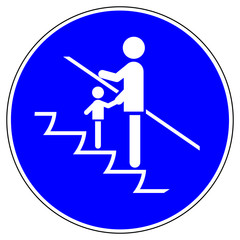 ssne0 SafetySignNewEscalator ssne - shas556 SignHealthAndSafety shas - german Gebotszeichen: Rolltreppe - Kinder an die Hand nehmen - english - escalator - children must be supervised - xxl g6865